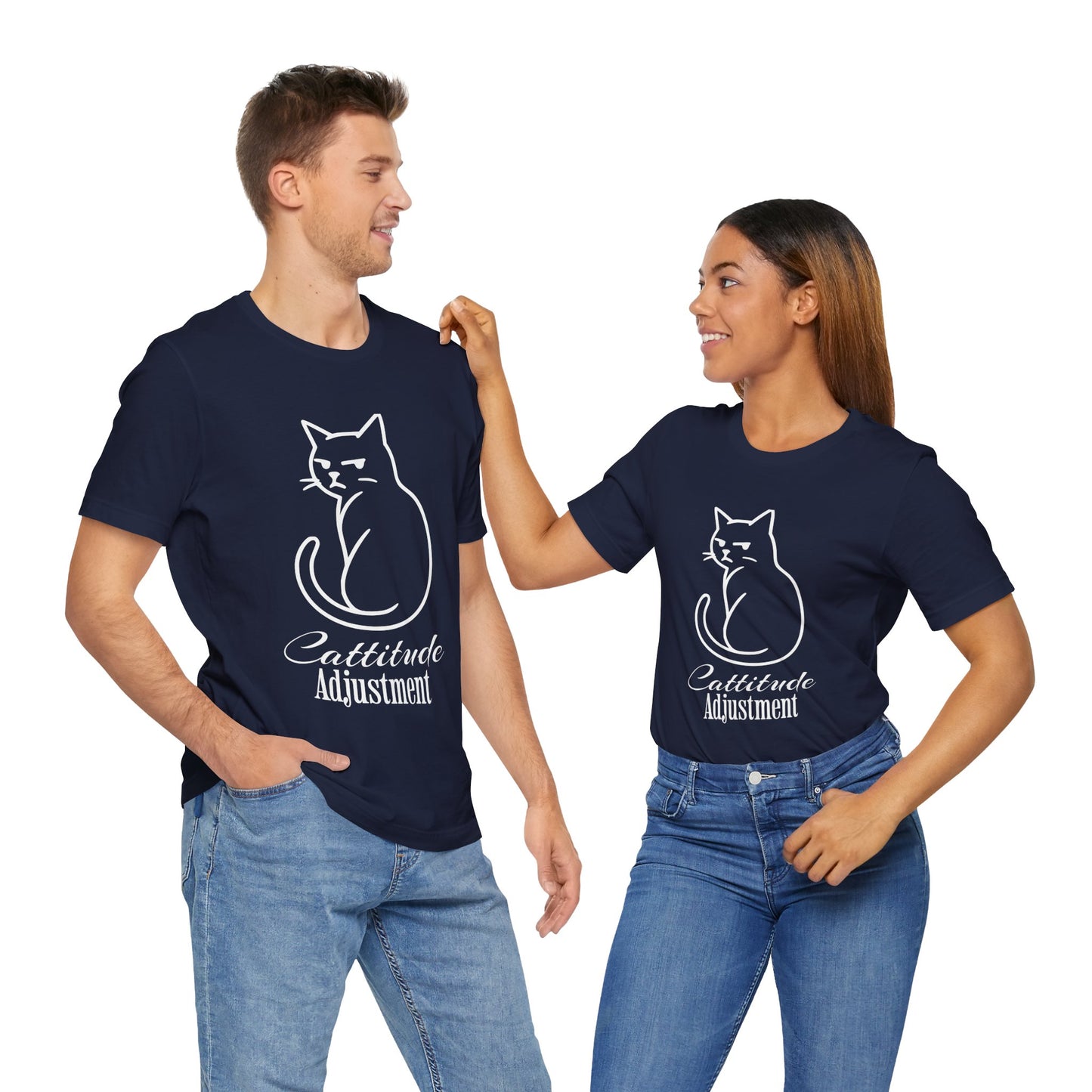 Cattitude Adjustment T-Shirt β Funny Grumpy Cat Line Art Tee