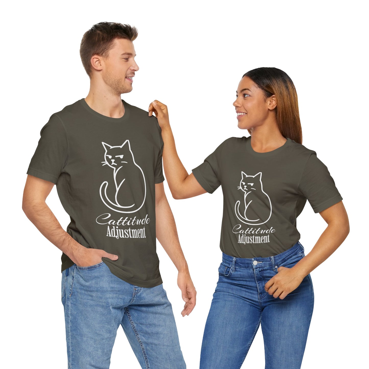 Cattitude Adjustment T-Shirt β Funny Grumpy Cat Line Art Tee