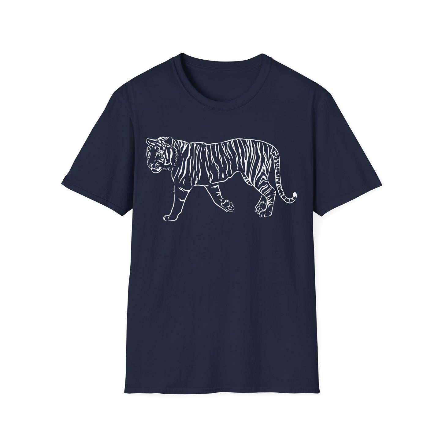 Elegant White Tiger Graphic Tee - Unisex Softstyle T-Shirt, Animal Lover Gift, Nature Inspired Apparel, Stylish Casual Wear, Birthday Gift