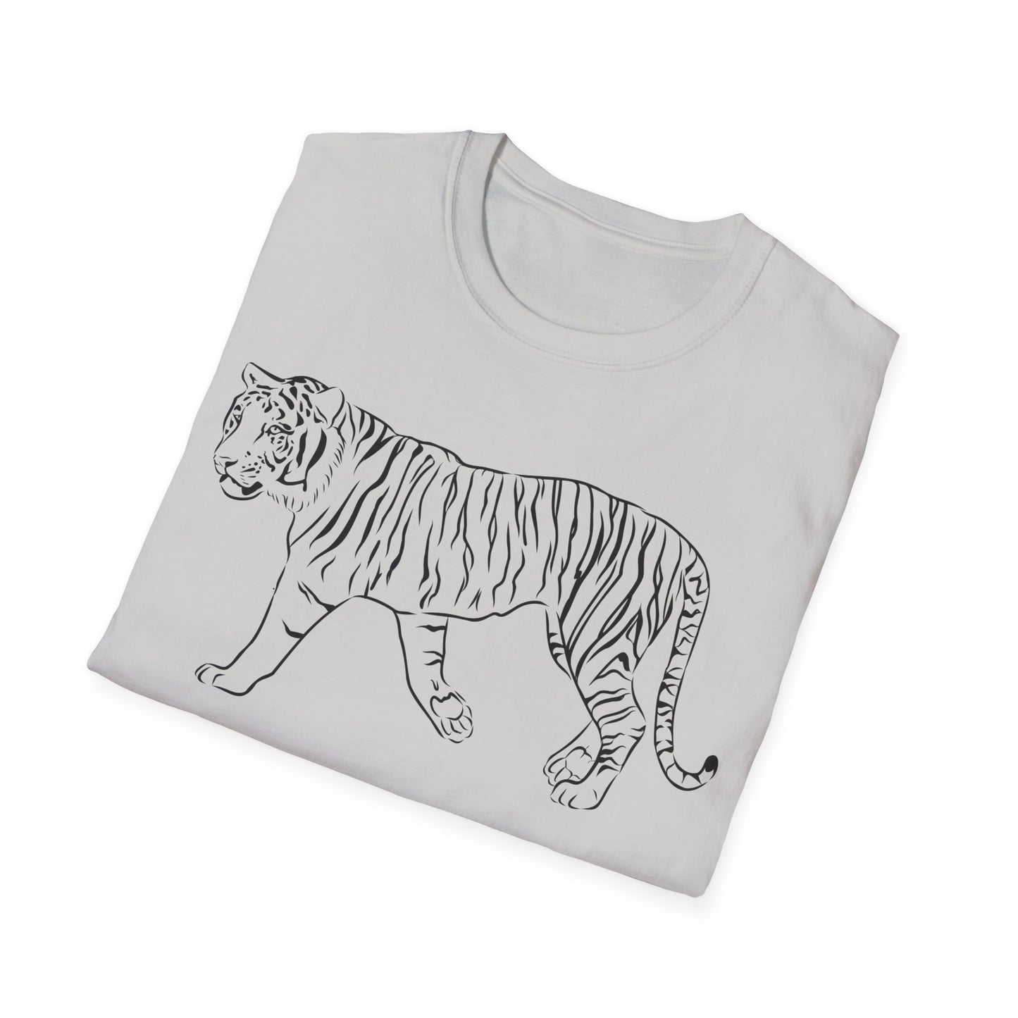 Elegant White Tiger Graphic Tee - Unisex Softstyle T-Shirt, Animal Lover Gift, Nature Inspired Apparel, Stylish Casual Wear, Birthday Gift