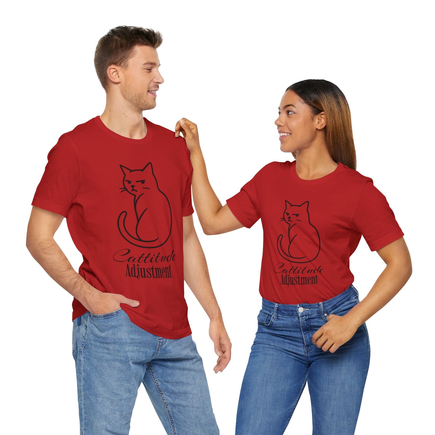 Cattitude Adjustment T-Shirt β Funny Grumpy Cat Line Art Tee