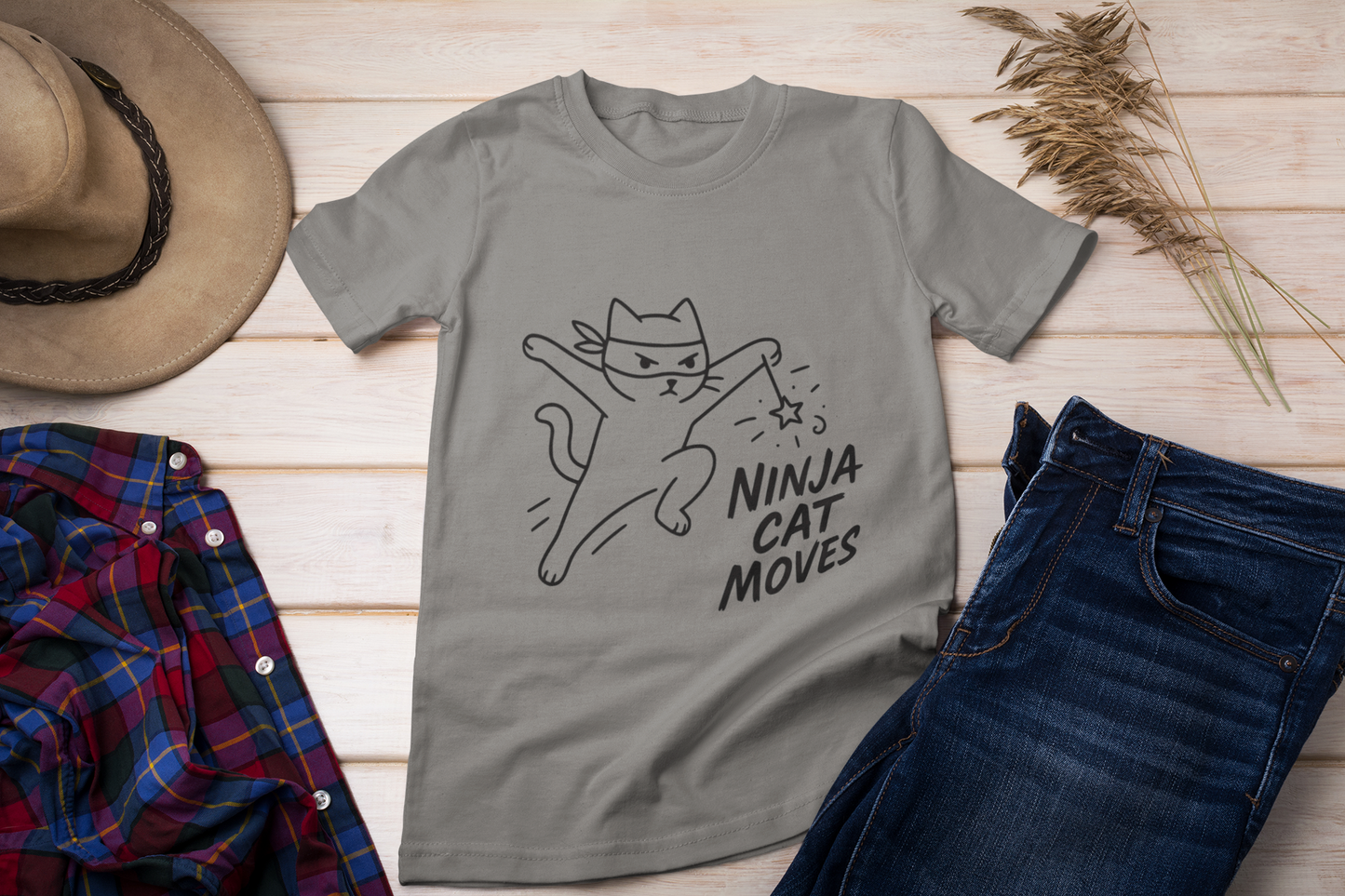 Ninja Cat Moves T-Shirt – Funny Stealthy Kitty Graphic Tee for Cat Lovers