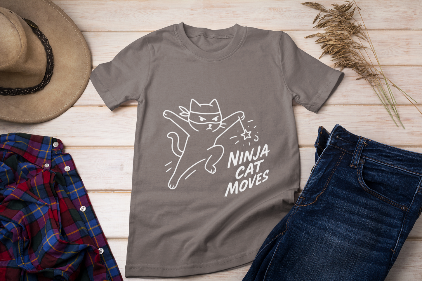 Ninja Cat Moves T-Shirt – Funny Stealthy Kitty Graphic Tee for Cat Lovers