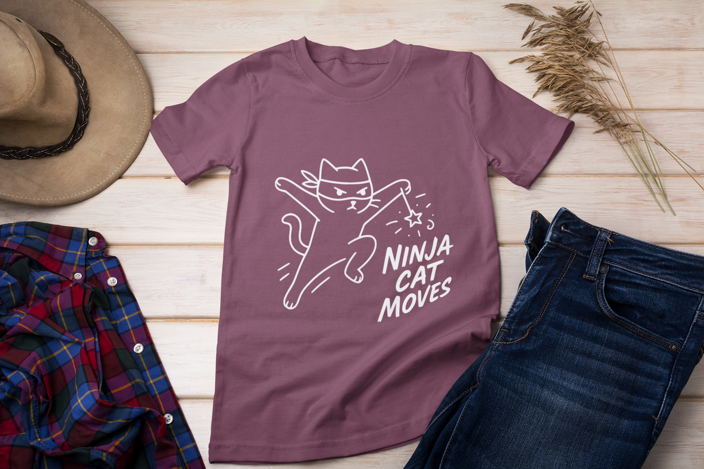 Ninja Cat Moves T-Shirt – Funny Stealthy Kitty Graphic Tee for Cat Lovers