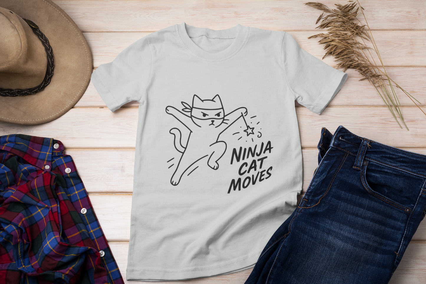 Ninja Cat Moves T-Shirt – Funny Stealthy Kitty Graphic Tee for Cat Lovers