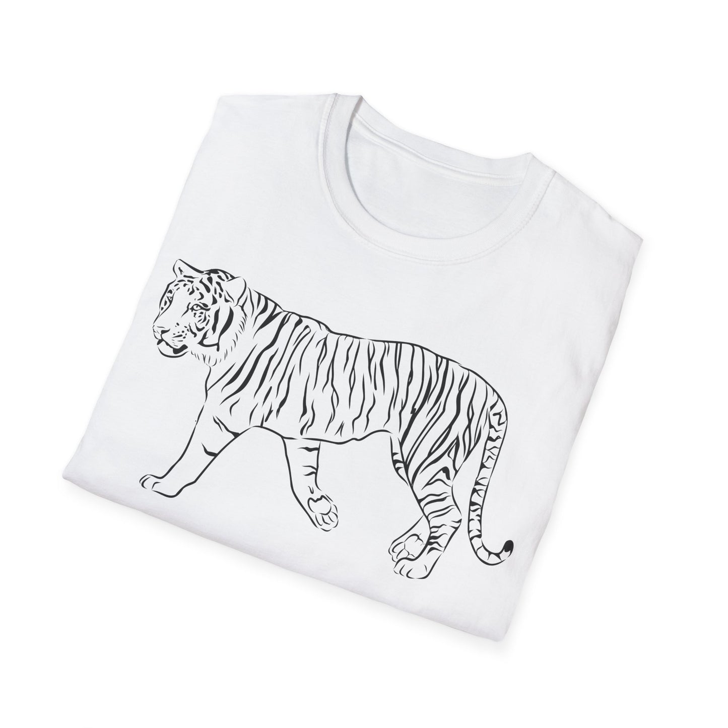 Elegant White Tiger Graphic Tee - Unisex Softstyle T-Shirt, Animal Lover Gift, Nature Inspired Apparel, Stylish Casual Wear, Birthday Gift