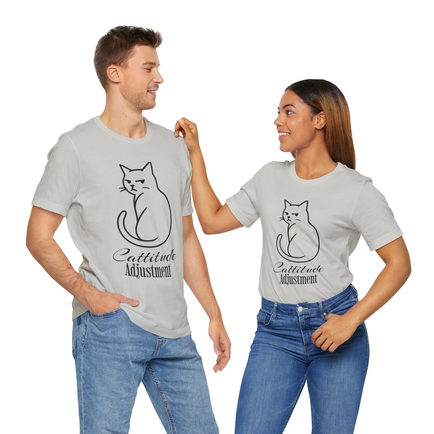 Cattitude Adjustment T-Shirt β Funny Grumpy Cat Line Art Tee