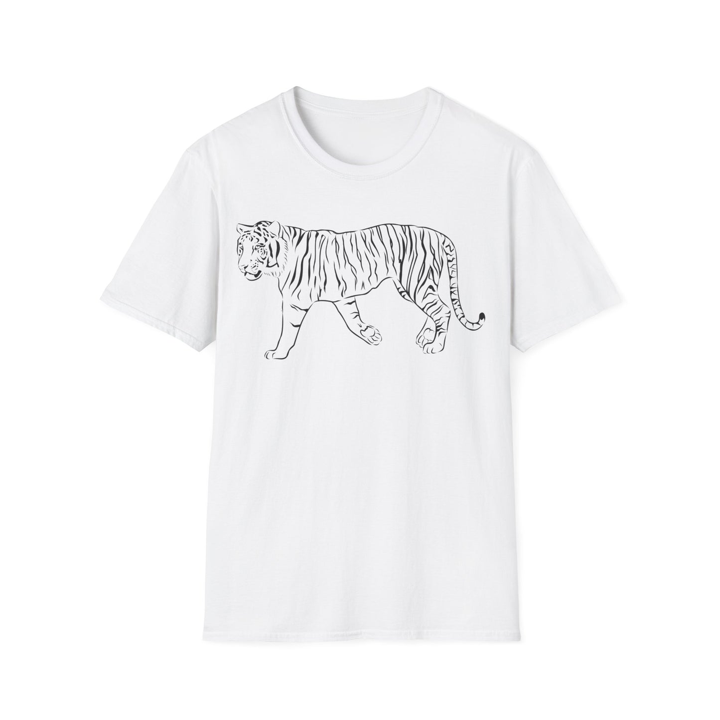 Elegant White Tiger Graphic Tee - Unisex Softstyle T-Shirt, Animal Lover Gift, Nature Inspired Apparel, Stylish Casual Wear, Birthday Gift