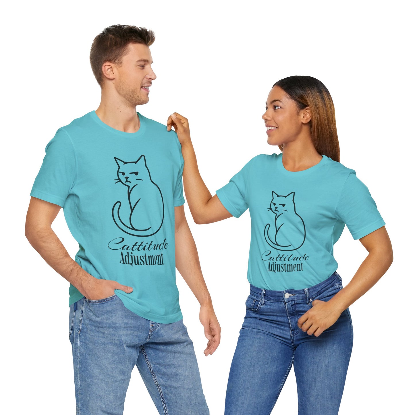 Cattitude Adjustment T-Shirt β Funny Grumpy Cat Line Art Tee