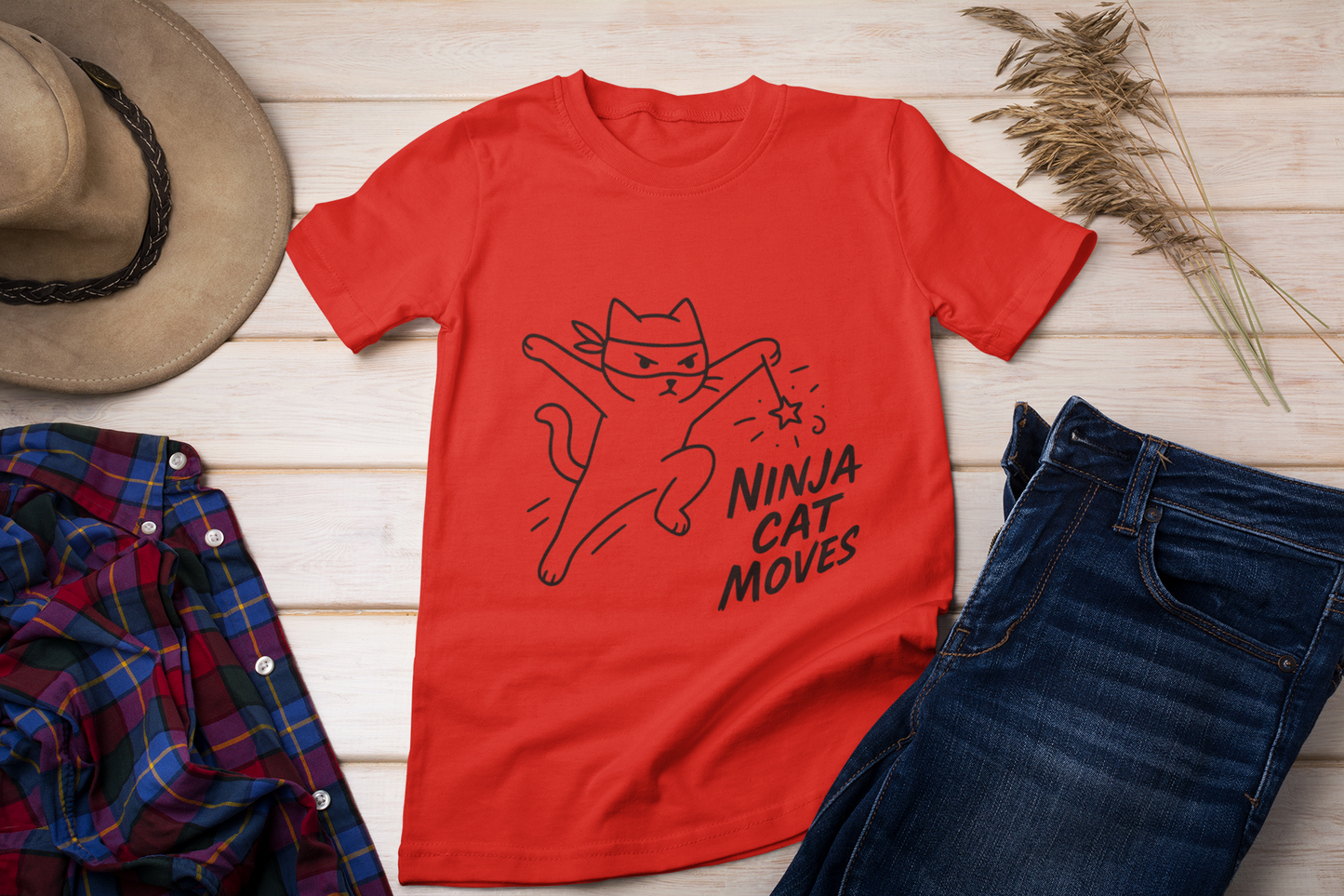 Ninja Cat Moves T-Shirt – Funny Stealthy Kitty Graphic Tee for Cat Lovers
