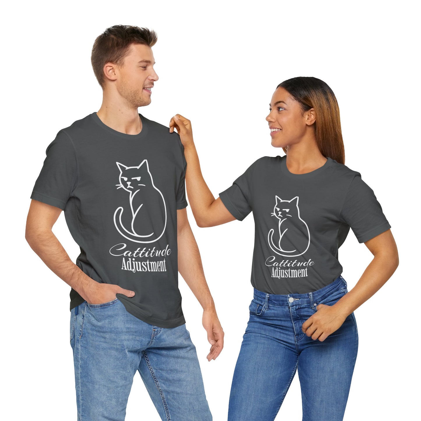 Cattitude Adjustment T-Shirt – Funny Grumpy Cat Line Art Tee