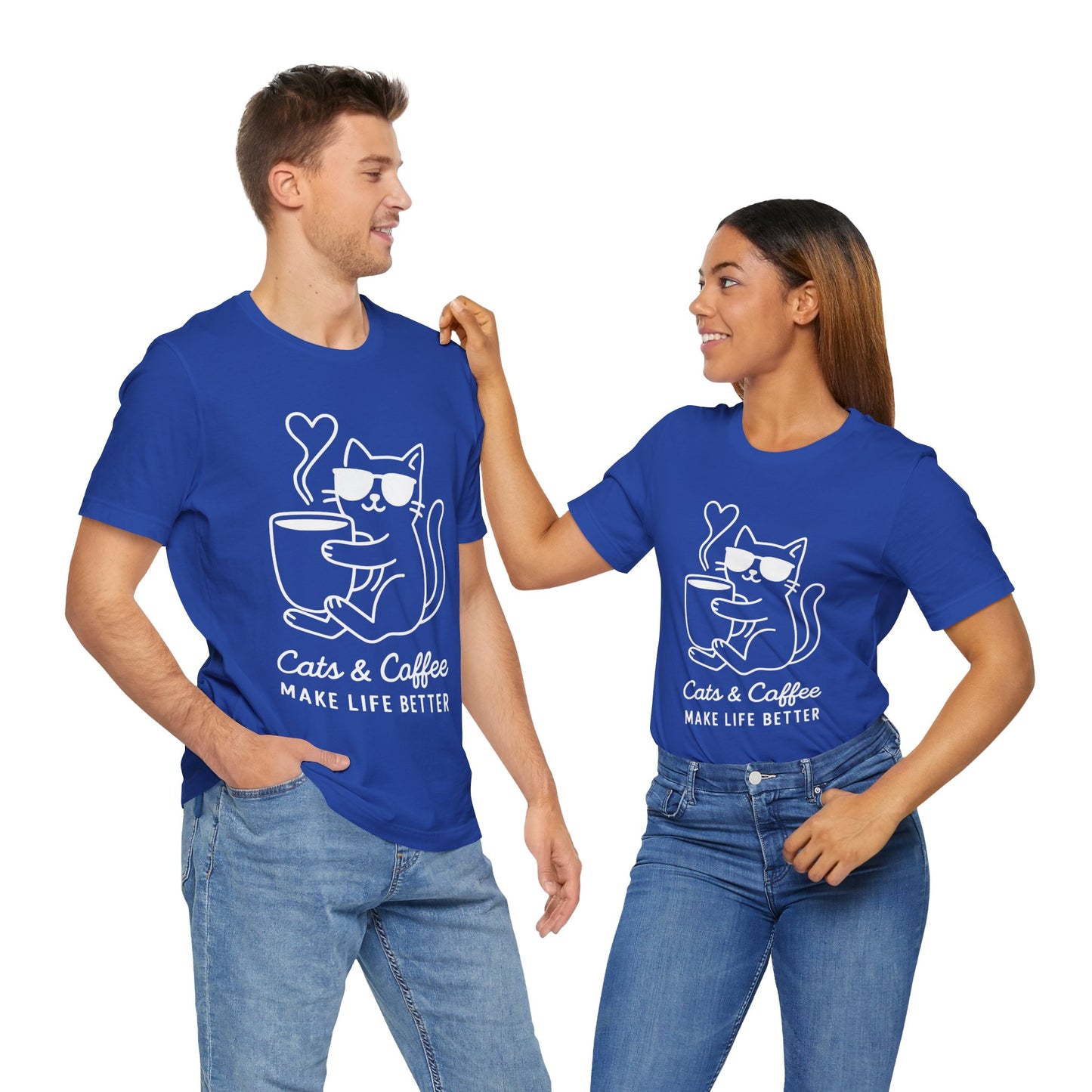 Cats & Coffee Make Life Better T-Shirt – Minimalist Cat & Coffee Lovers Tee