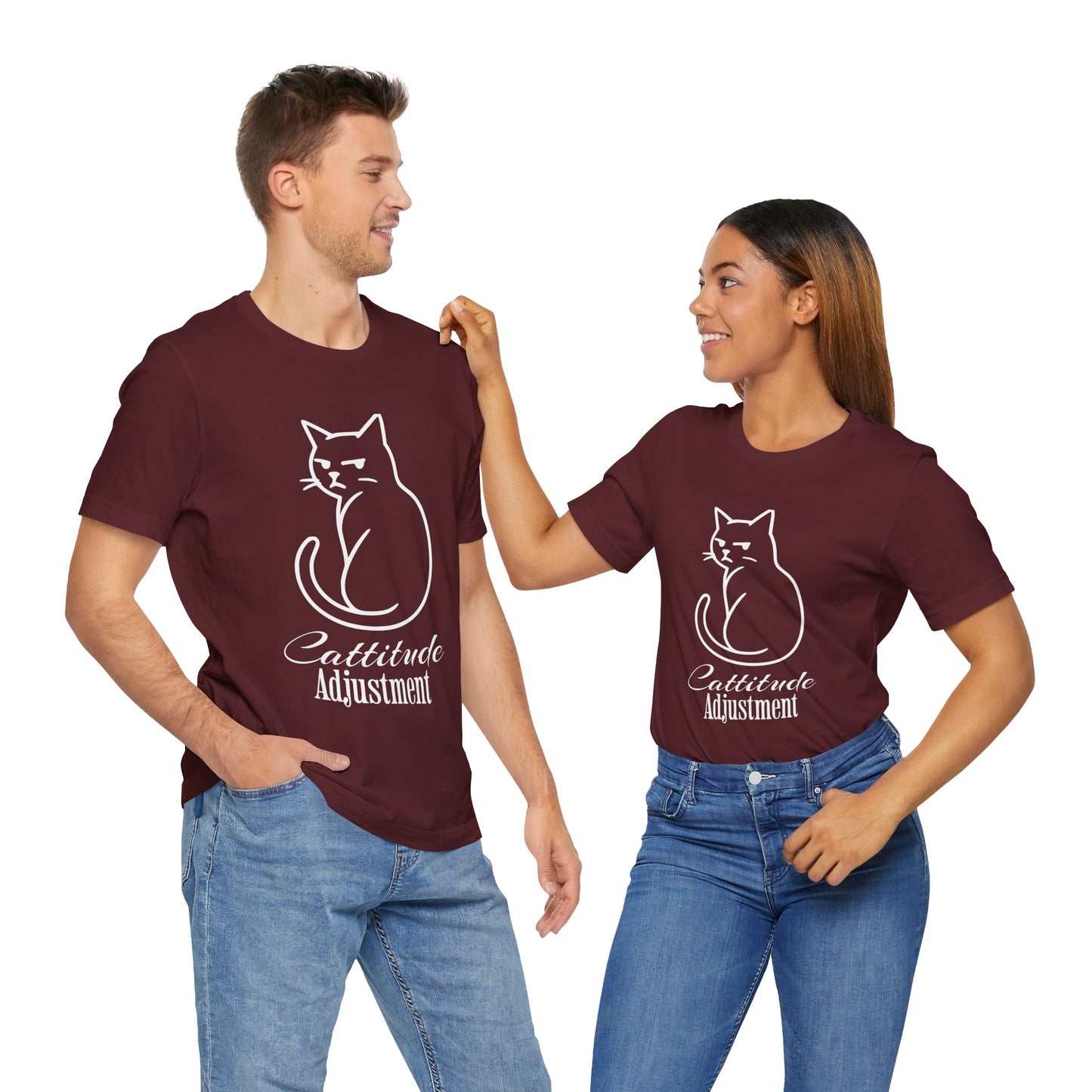 Cattitude Adjustment T-Shirt – Funny Grumpy Cat Line Art Tee