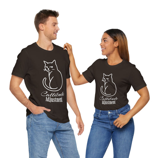 Cattitude Adjustment T-Shirt – Funny Grumpy Cat Line Art Tee