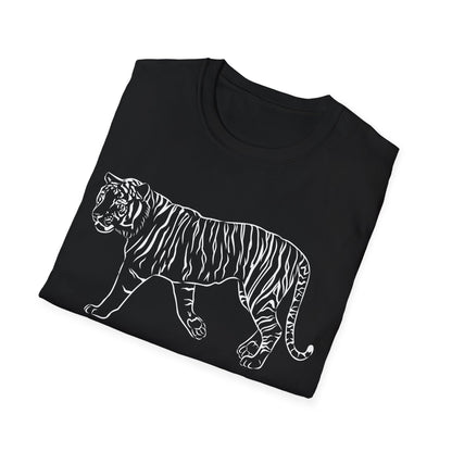 Elegant White Tiger Graphic Tee - Unisex Softstyle T-Shirt, Animal Lover Gift, Nature Inspired Apparel, Stylish Casual Wear, Birthday Gift