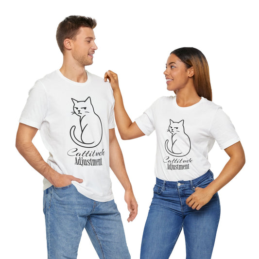 Cattitude Adjustment T-Shirt – Funny Grumpy Cat Line Art Tee