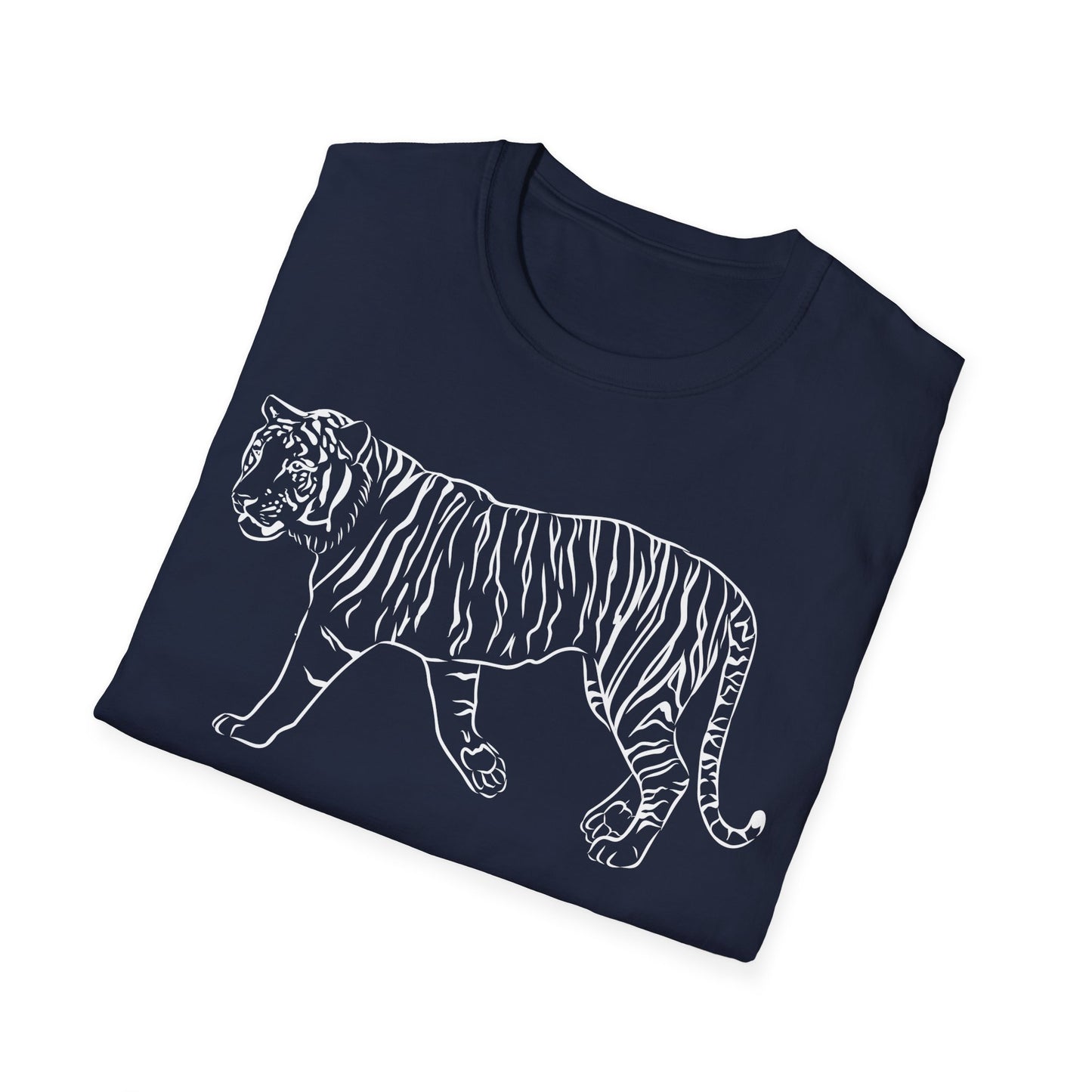 Elegant White Tiger Graphic Tee - Unisex Softstyle T-Shirt, Animal Lover Gift, Nature Inspired Apparel, Stylish Casual Wear, Birthday Gift