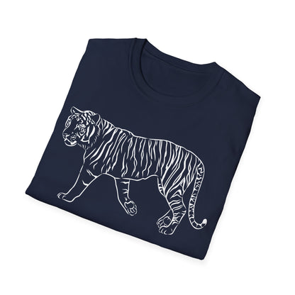 Elegant White Tiger Graphic Tee - Unisex Softstyle T-Shirt, Animal Lover Gift, Nature Inspired Apparel, Stylish Casual Wear, Birthday Gift