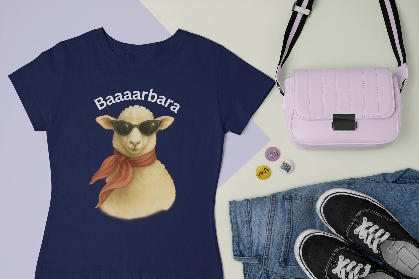 Funny “Baaaarbara” Sheep T-Shirt – Cute Animal Pun Tee for Women