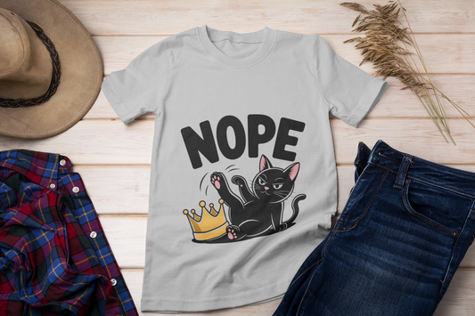 Funny “Nope” Black Cat T-Shirt – Sassy Attitude Kitty Graphic Tee