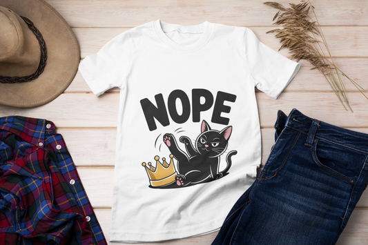 Funny “Nope” Black Cat T-Shirt – Sassy Attitude Kitty Graphic Tee