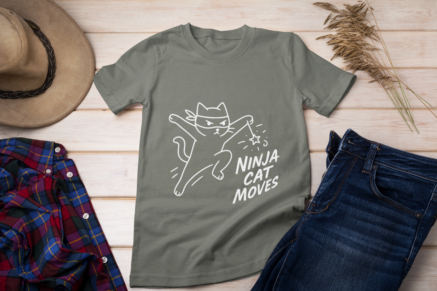 Ninja Cat Moves T-Shirt – Funny Stealthy Kitty Graphic Tee for Cat Lovers