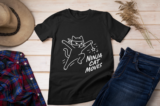 Ninja Cat Moves T-Shirt – Funny Stealthy Kitty Graphic Tee for Cat Lovers