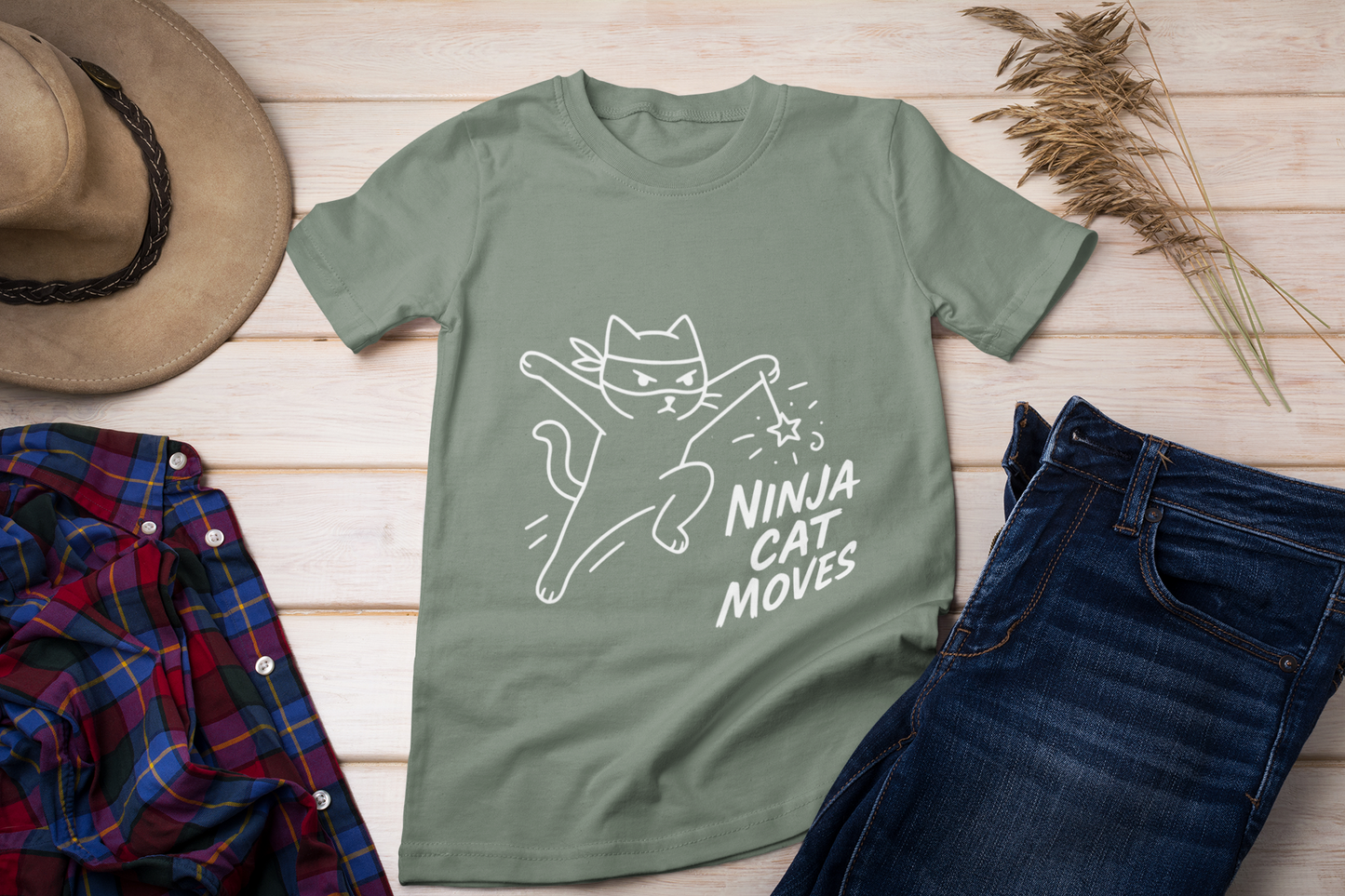 Ninja Cat Moves T-Shirt – Funny Stealthy Kitty Graphic Tee for Cat Lovers