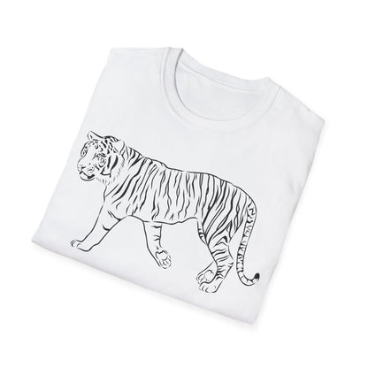 Elegant White Tiger Graphic Tee - Unisex Softstyle T-Shirt, Animal Lover Gift, Nature Inspired Apparel, Stylish Casual Wear, Birthday Gift