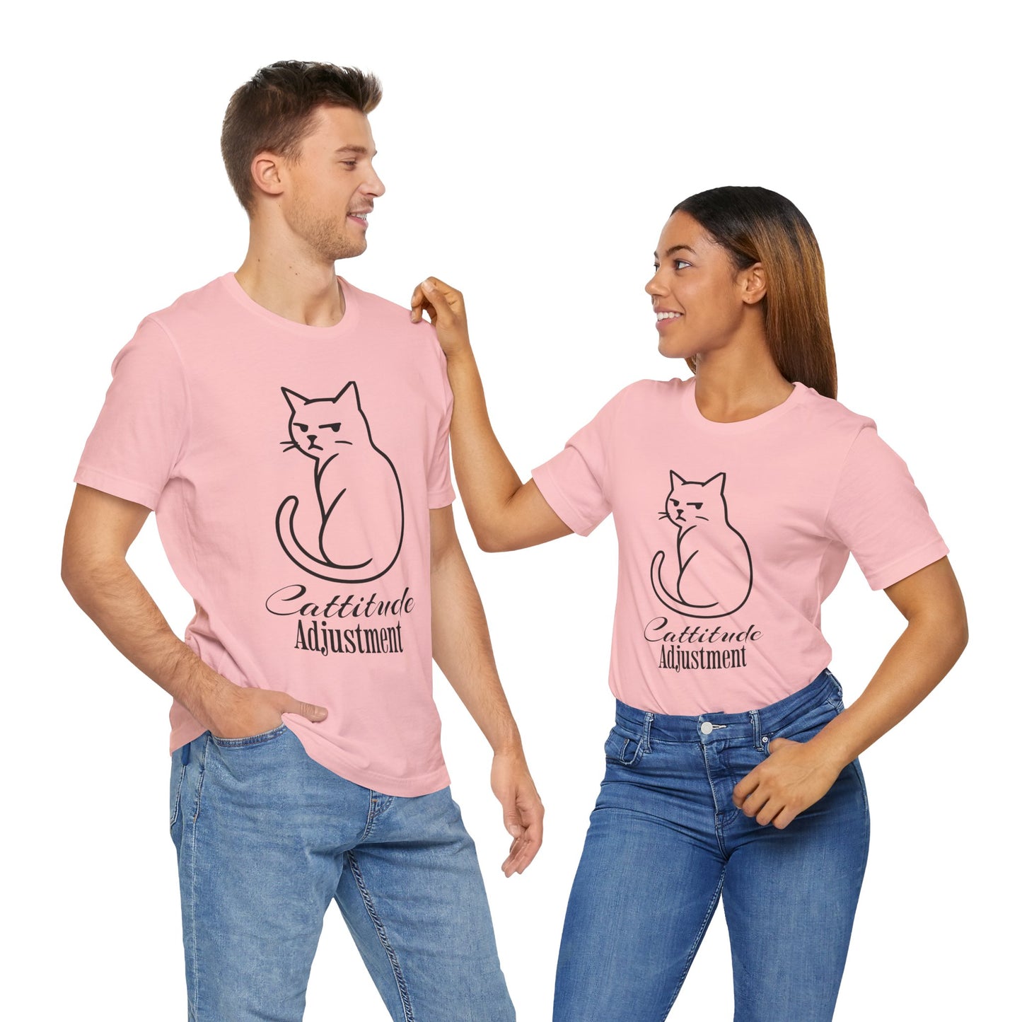 Cattitude Adjustment T-Shirt – Funny Grumpy Cat Line Art Tee