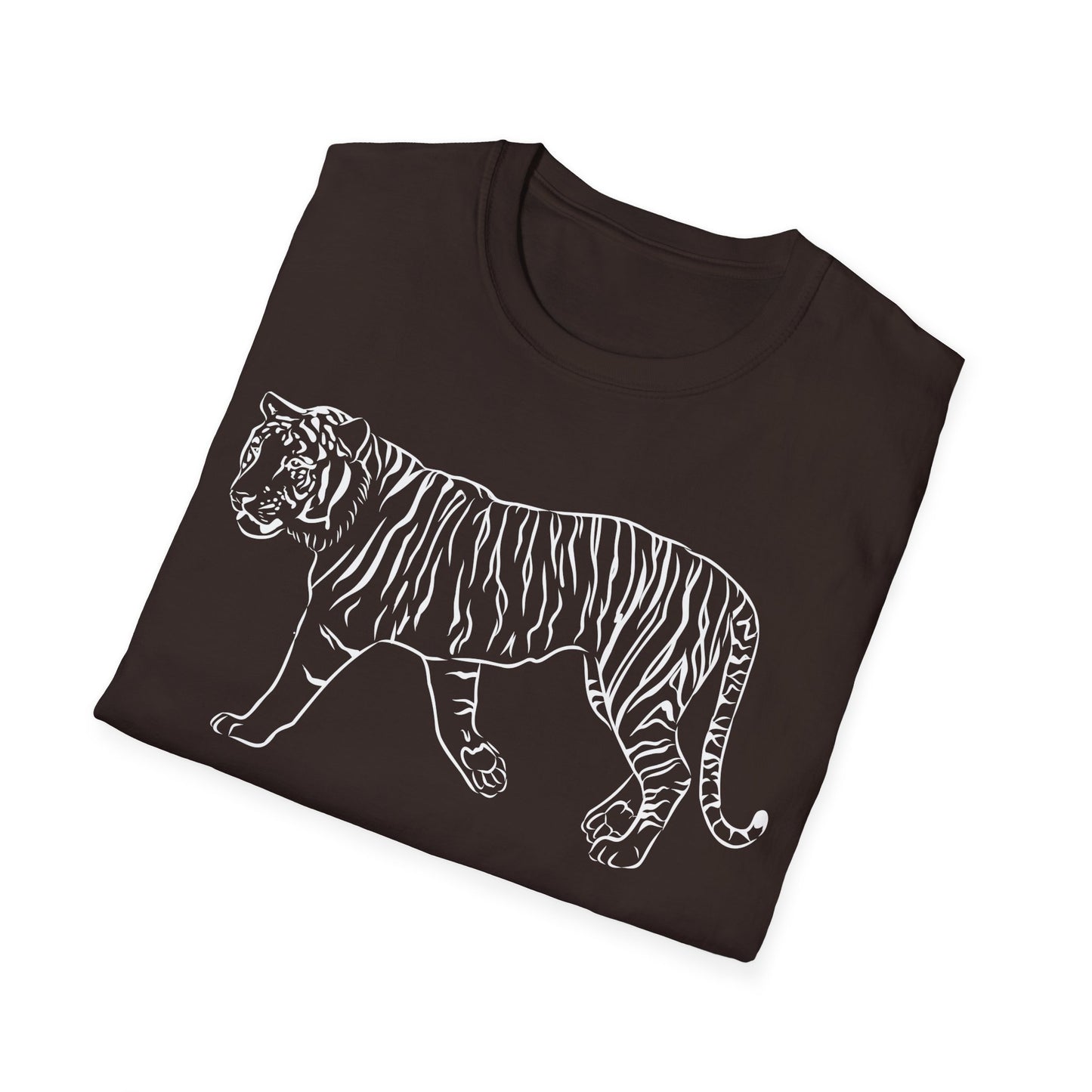 Elegant White Tiger Graphic Tee - Unisex Softstyle T-Shirt, Animal Lover Gift, Nature Inspired Apparel, Stylish Casual Wear, Birthday Gift