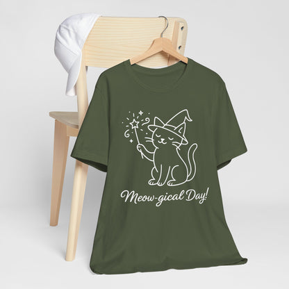 Meow-gical Day T-Shirt – Cute Wizard Cat Graphic Tee for Cat Lovers