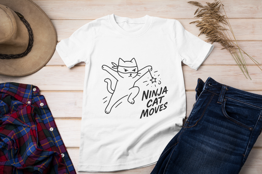 Ninja Cat Moves T-Shirt – Funny Stealthy Kitty Graphic Tee for Cat Lovers
